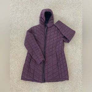 Outdoor Ventures aubergine colored down alternative coat.
